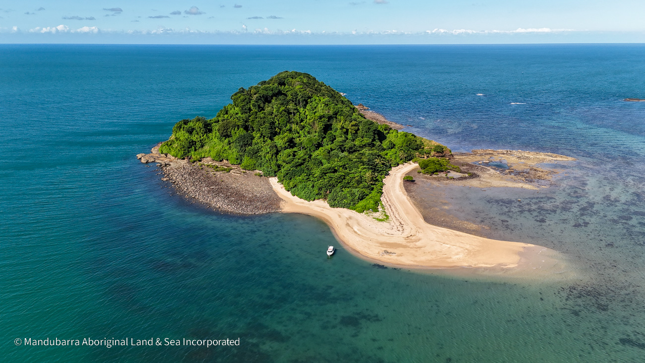 An aerial view of an island