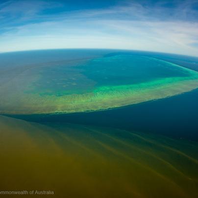 Flood plume from the Townsville flood event reaching a mid-shelf reef © Queensland Government and © Commonwealth of Australia, photographer- Matt Curnock