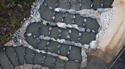 Aerial view of Jolimont fishway