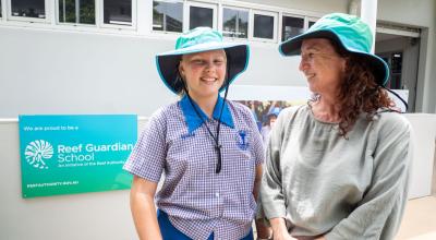 Lucy McLennan with Mrs de Jongh from St Joseph's Catholic School