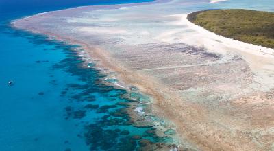 Aerial view of North West Island and inshore reef