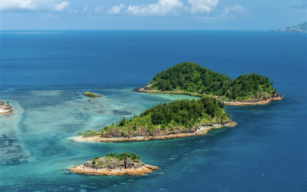 Three grassy islands