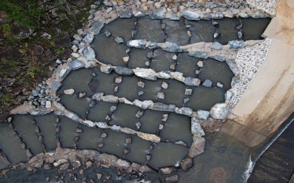 Aerial view of Jolimont fishway