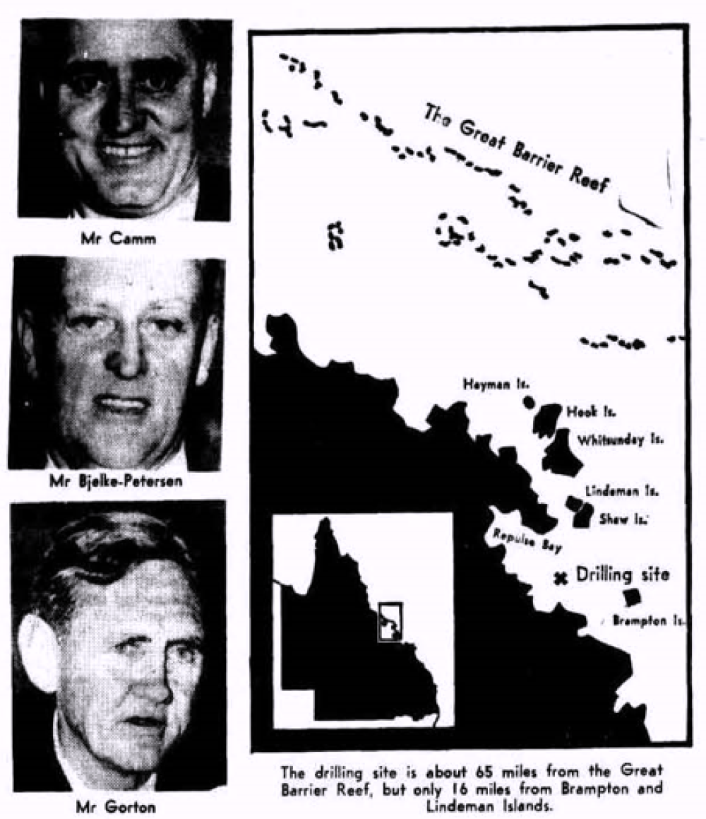 Image of proposed drilling sites on the Great Barrier Reef