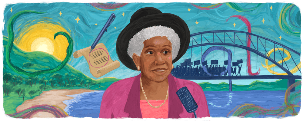 Google tribute artwork depicting Evelyn Scott AO by Samantha Campbell