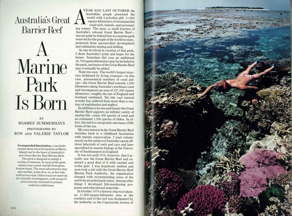 National Geographic spread declares 'A Marine Park is Born'