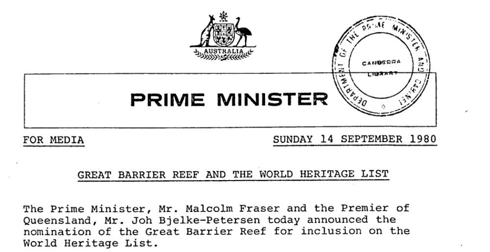 Opening paragraph of World Heritage listing announcement